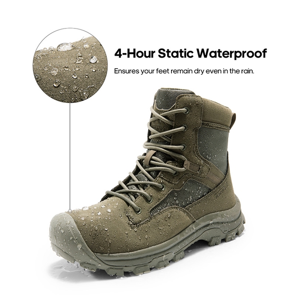 Men's Cap-Toe Waterproof Tactical Work Boots - ARMY GREEN - 7